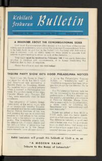 Kehilath Jeshurun Bulletin Vol. XVII No. 23