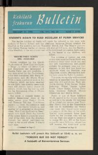Kehilath Jeshurun Bulletin Vol. XVII No. 25