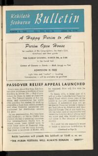 Kehilath Jeshurun Bulletin Vol. XVII No. 26