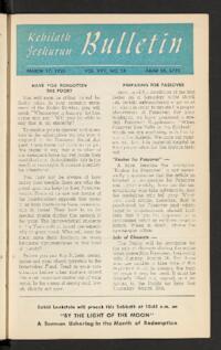 Kehilath Jeshurun Bulletin Vol. XVII No. 28