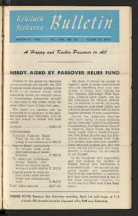 Kehilath Jeshurun Bulletin Vol. XVII No. 30