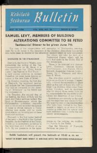 Kehilath Jeshurun Bulletin Vol. XVII No. 36