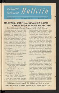 Kehilath Jeshurun Bulletin Vol. XVII No. 38