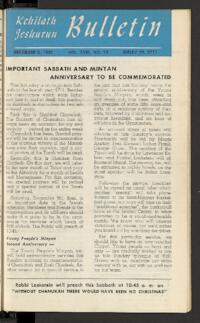 Kehilath Jeshurun Bulletin Vol. XVIII No. 13