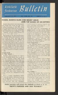 Kehilath Jeshurun Bulletin Vol. XVIII No. 18