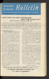 Kehilath Jeshurun Bulletin Vol. XVIII No. 20