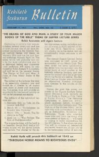Kehilath Jeshurun Bulletin Vol. XVIII No. 22
