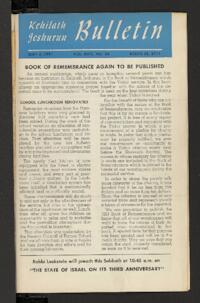 Kehilath Jeshurun Bulletin Vol. XVIII No. 33