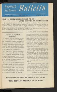 Kehilath Jeshurun Bulletin Vol. XVIII No. 36