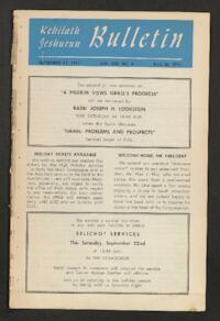 Kehilath Jeshurun Bulletin Vol. XIX No. 3