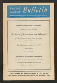 Kehilath Jeshurun Bulletin Vol. XIX No. 16