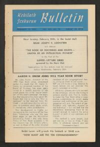Kehilath Jeshurun Bulletin Vol. XIX No. 22