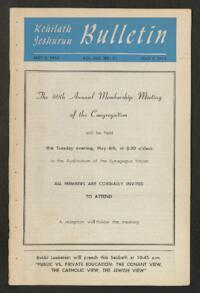 Kehilath Jeshurun Bulletin Vol. XIX No. 31