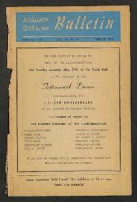 Kehilath Jeshurun Bulletin Vol. XIX No. 34