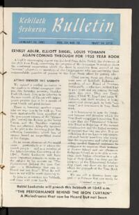 Kehilath Jeshurun Bulletin Vol. XX No. 18