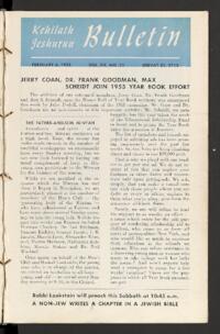 Kehilath Jeshurun Bulletin Vol. XX No. 21