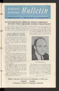 Kehilath Jeshurun Bulletin Vol. XX No. 22
