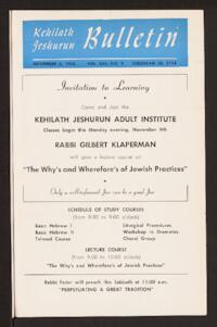 Kehilath Jeshurun Bulletin Vol. XXI No. 9