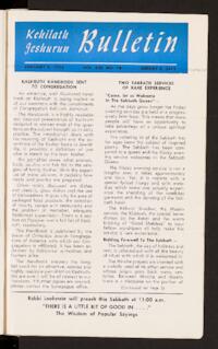 Kehilath Jeshurun Bulletin Vol. XXI No. 18