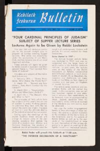 Kehilath Jeshurun Bulletin Vol. XXI No. 22