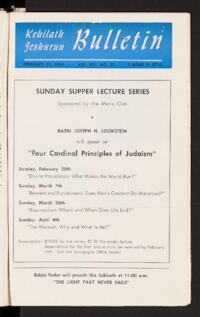 Kehilath Jeshurun Bulletin Vol. XXI No. 23