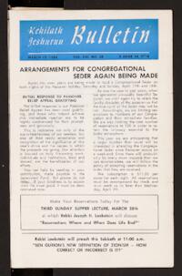 Kehilath Jeshurun Bulletin Vol. XXI No. 28