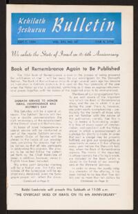 Kehilath Jeshurun Bulletin Vol. XXI No. 34