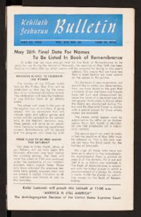 Kehilath Jeshurun Bulletin Vol. XXI No. 36