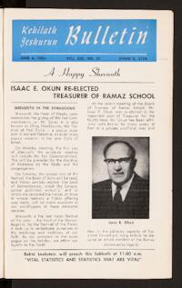 Kehilath Jeshurun Bulletin Vol. XXI No. 37
