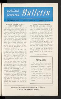 Kehilath Jeshurun Bulletin Vol. [XXII] No. 18