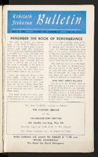 Kehilath Jeshurun Bulletin Vol. XXII No. 30