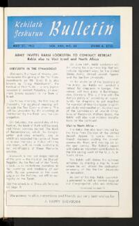 Kehilath Jeshurun Bulletin Vol. XXII No. 33