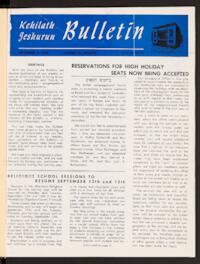 Kehilath Jeshurun Bulletin Vol. XXIII No. 1