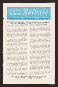 Kehilath Jeshurun Bulletin Vol. XXIII No. 21