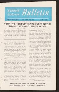 Kehilath Jeshurun Bulletin Vol. XXIII No. [25]