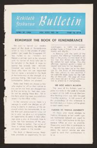 Kehilath Jeshurun Bulletin Vol. XXIII No. 34