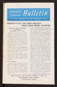 Kehilath Jeshurun Bulletin Vol. XXV No. 1