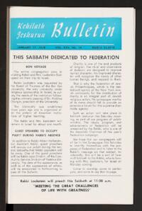 Kehilath Jeshurun Bulletin Vol. XXV No. 18