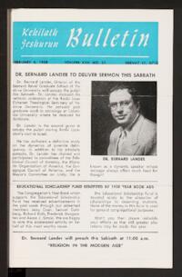 Kehilath Jeshurun Bulletin Vol. XXV No. 21