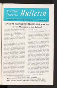 Kehilath Jeshurun Bulletin Vol. XXV No. 31