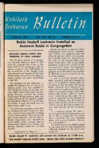 Kehilath Jeshurun Bulletin Vol. XXV No. 38
