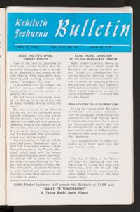 Kehilath Jeshurun Bulletin Vol. XXV No. 38