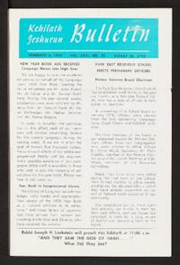 Kehilath Jeshurun Bulletin Vol. XXVI No. 20