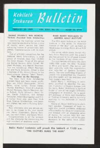 Kehilath Jeshurun Bulletin Vol. XXVI No. 22