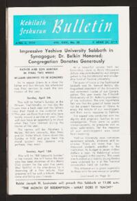 Kehilath Jeshurun Bulletin Vol. XXVI No. 28