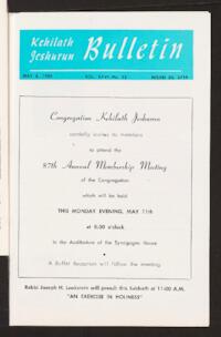 Kehilath Jeshurun Bulletin Vol. XXVI No. 32