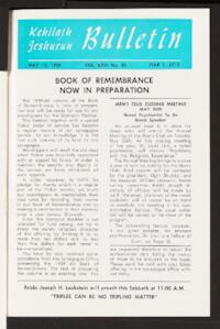 Kehilath Jeshurun Bulletin Vol. XXVI No. 33