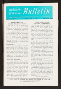 Kehilath Jeshurun Bulletin Vol. XXVII No. 37