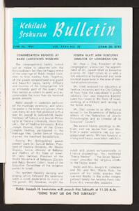 Kehilath Jeshurun Bulletin Vol. XXVII No. 38