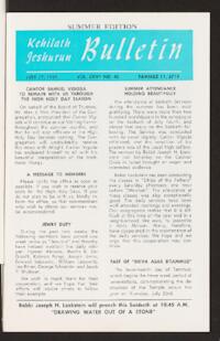 Kehilath Jeshurun Bulletin Vol. XXVII No. 40